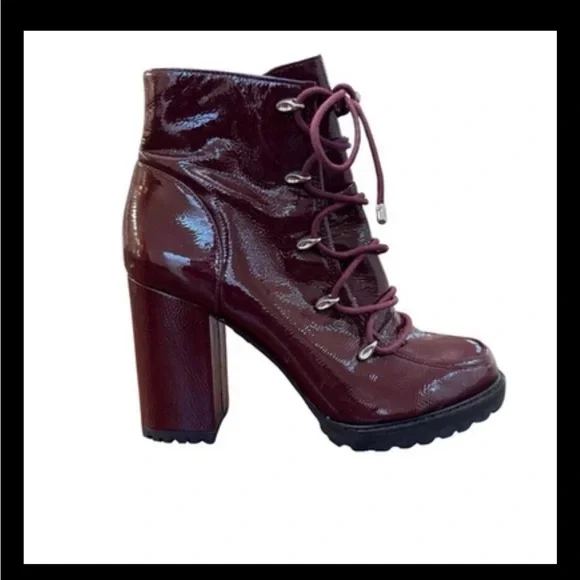 Gianni Bini Burgundy Patent Leather Platform Lace-Up Ankle Boots Size 7M NWOT - Picture 3 of 14